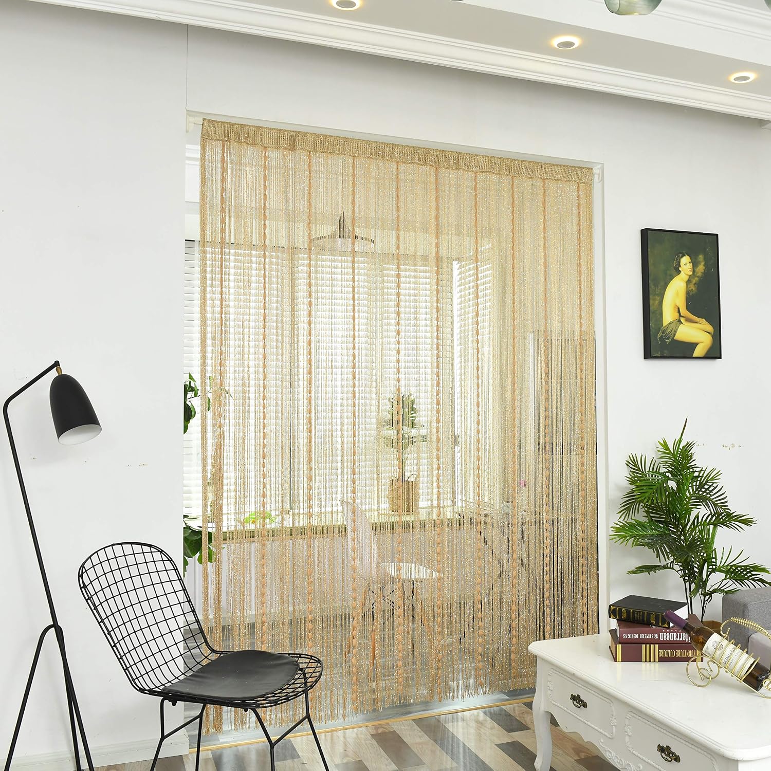 HYSENM Soft Balls String Curtains 39"X79" Fringe Window Panel Fly Screen Room Dividers Curtain for Door Doorways Windows Living Room Bedroom Wedding Party Hotel Restaurant - Image 5