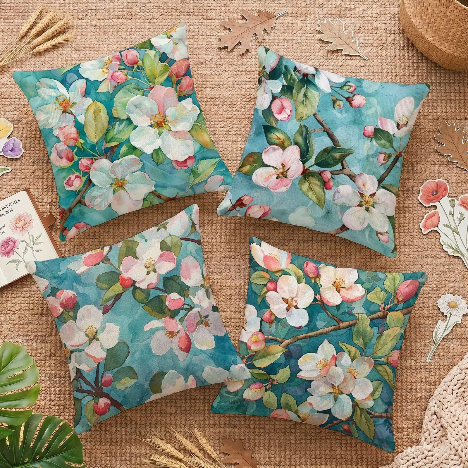 Housses de coussin 55x55cm lavables et imperméables en velours rose pour canapé et maison
