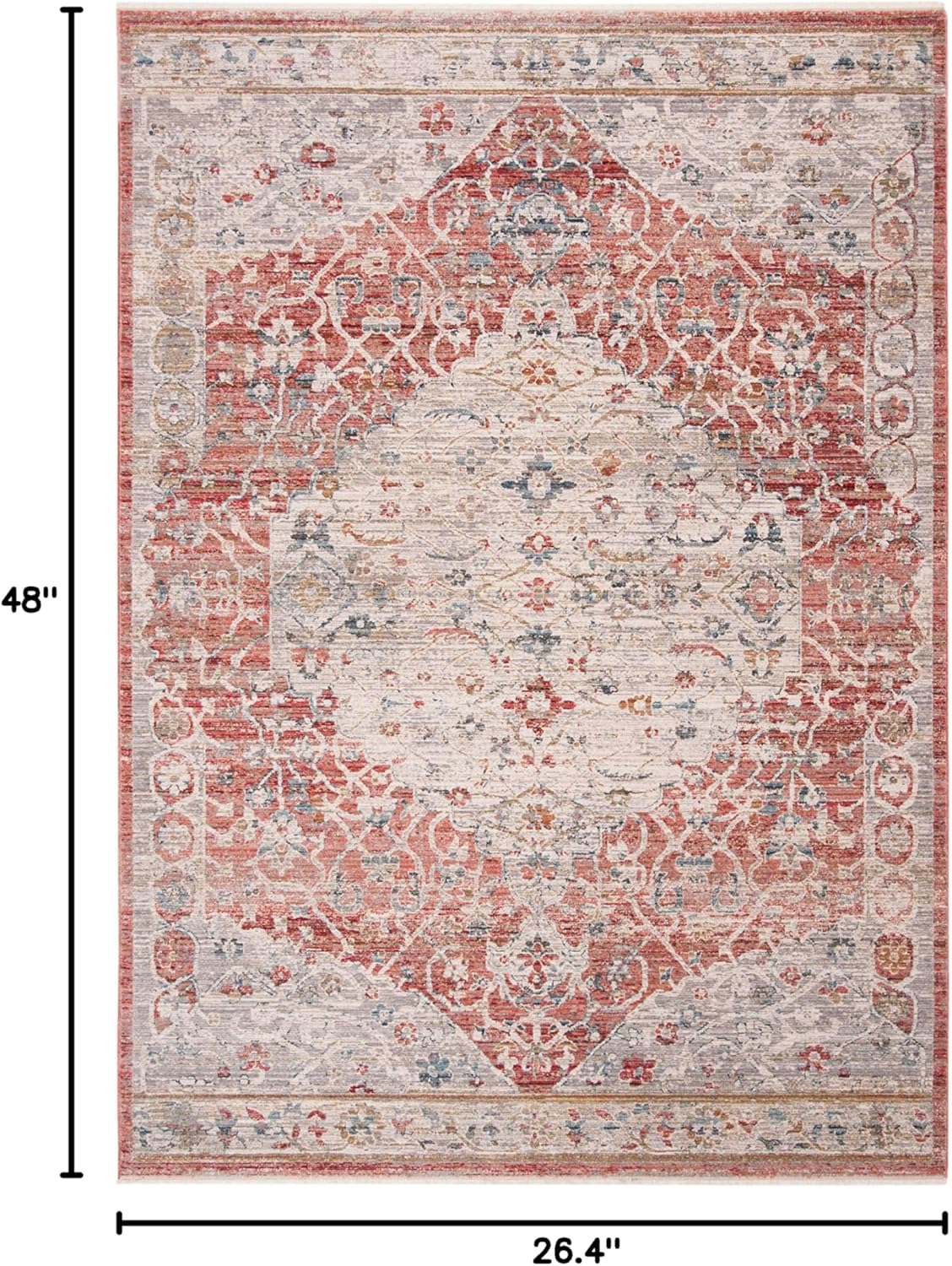 SAFAVIEH Kenitra Collection Accent Rug - 2'2" x 4', Pink & Grey, Vintage Oriental Distressed Design, Non-Shedding & Easy Care, Ideal for High Traffic Areas in Entryway, Living Room, Bedroom (KRA661U)