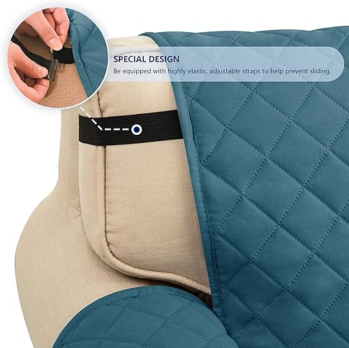 Miniatura 4 de SUBRTEX Juego de funda de sofá incluye fundas de sofá y sofá biplaza, protector reversible de muebles de primera calidad con correas elásticas para