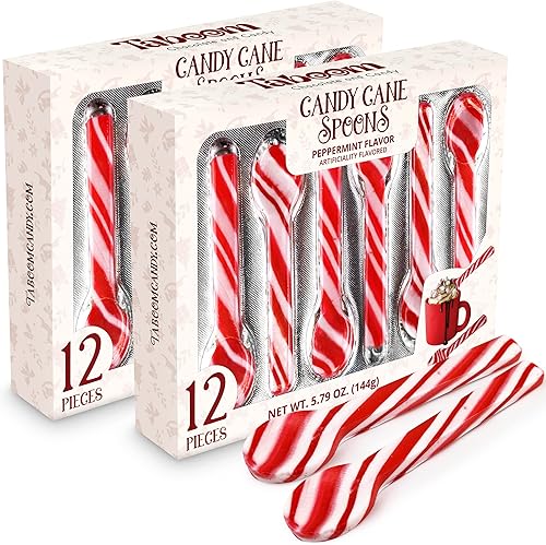 Cucharas de menta de bastón de caramelo paquete de 24 impresionantes cucharas de bastón de caramelo caramelo perfecto de Navidad delicioso y