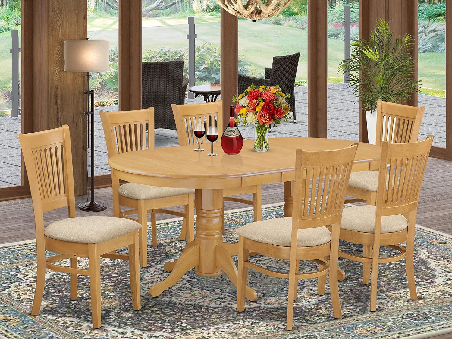 East West Furniture VANC7OAKC 7 Piece Kitchen Set Consist of an Oval