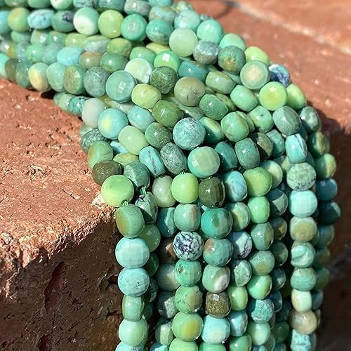 ABCgems Crisoprasa verde manzana de Australia Occidental (ocasionalmente inclusión de calcedonia negra, dureza Mohs 7) pequeñas cuentas de tablero