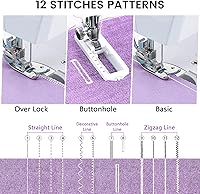 Vista 3 de Sewing Machine for Beginners with 12 Built-in Stitches, Mini Sewing Machine with Foot Pedal, High-Low Speeds, Portable and Sewing Enthusiasts (505)