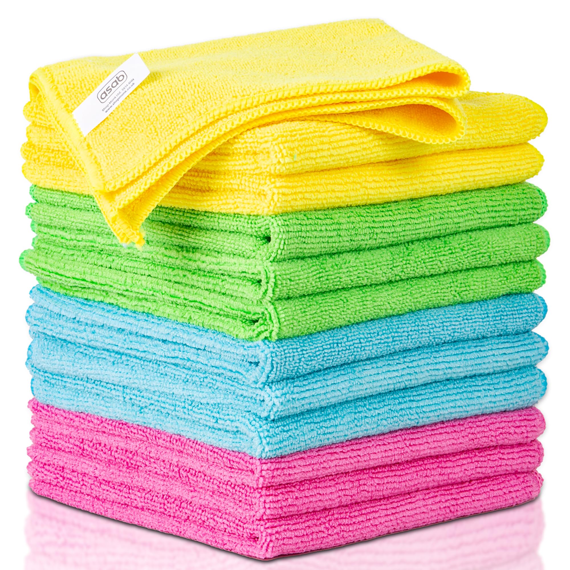 ASAB Pack of 12 Microfibre Cleaning Cloth for Home All Purpose Lint Free and Highly Absorbent Microfibre Dish Cloth Reusable and Washable Cleaning Cloths for Cleaning Windows Car Kitchen 32 x 32cm