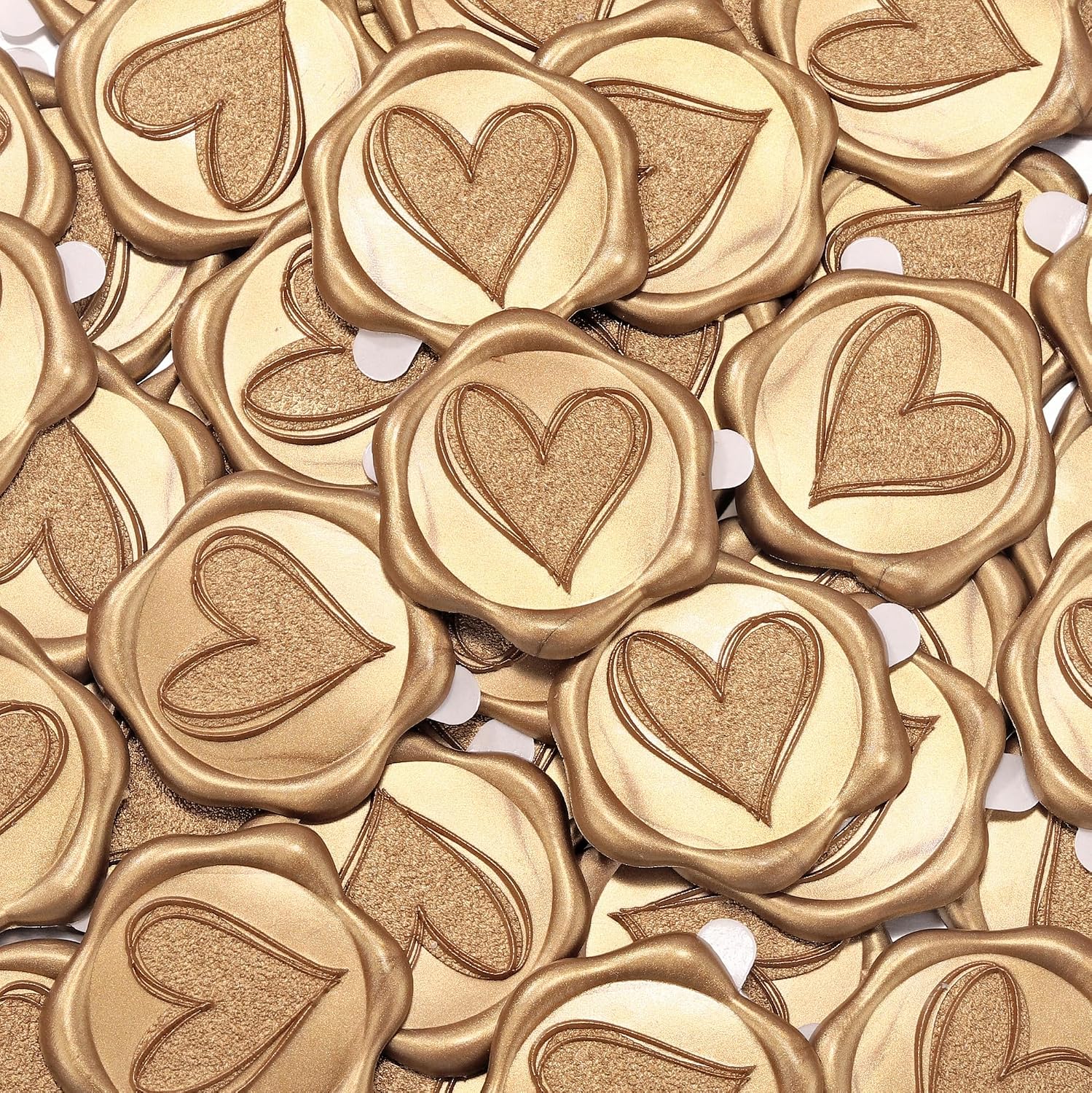 Yoption Heart Wax Seal Stickers, 50pcs Antique Gold Wedding Invitation Envelope Seal Stickers, Self- Adhesive Wax Seal Stickers for Wedding Party Birthday Christmas