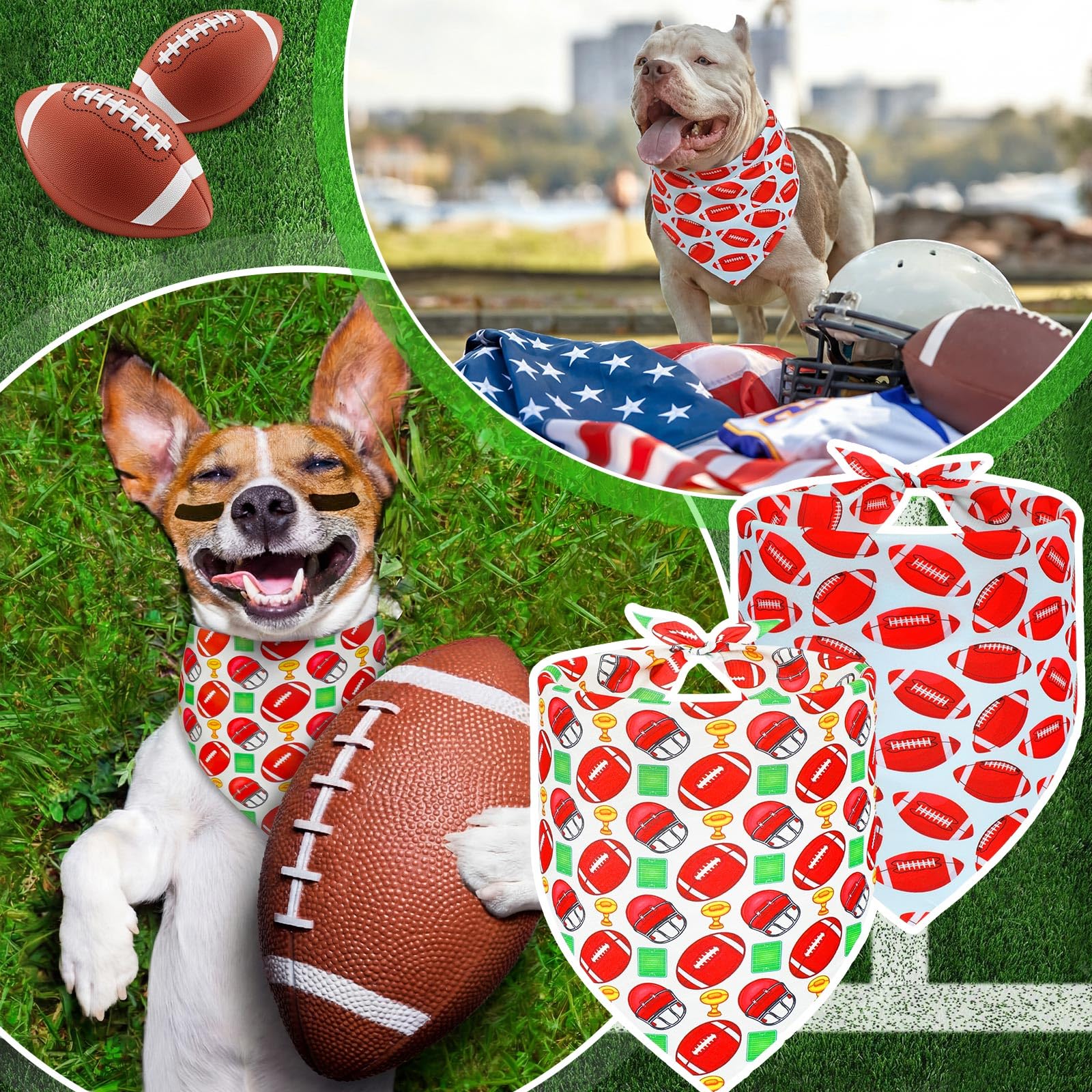 Hundehalstücher, Fußball, verstellbar, Dreieck, Größe M, 100 Stück