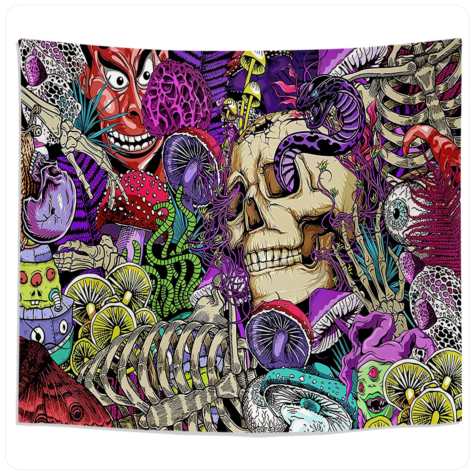 Roninkier Tapiz Decorativo Pared Champiñón - Tapiz Pared Luz Negra Psicodélico Tapiz Pared Grande Pareos Playa Grandes Tapestry Hippie Boho Tapices de Pared Dormitorio Halloween Navidad,200X150CM