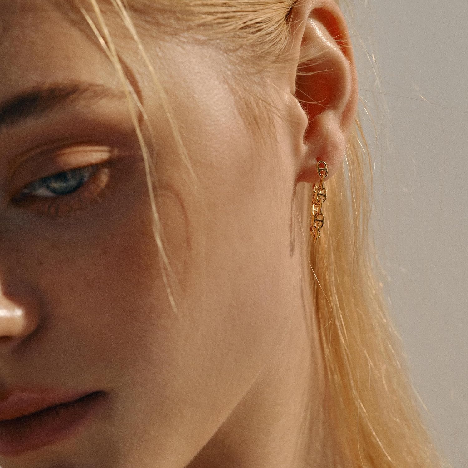 Gold Chain Earrings for Women, 18K Gold/Silver Plated Sterling Silver Posts Dangle Mariner Chain Earrings for Women Gold Studs Drop Earrings Earscapes Trendy Hypoallergenic Jewelry Gifts - Image 5