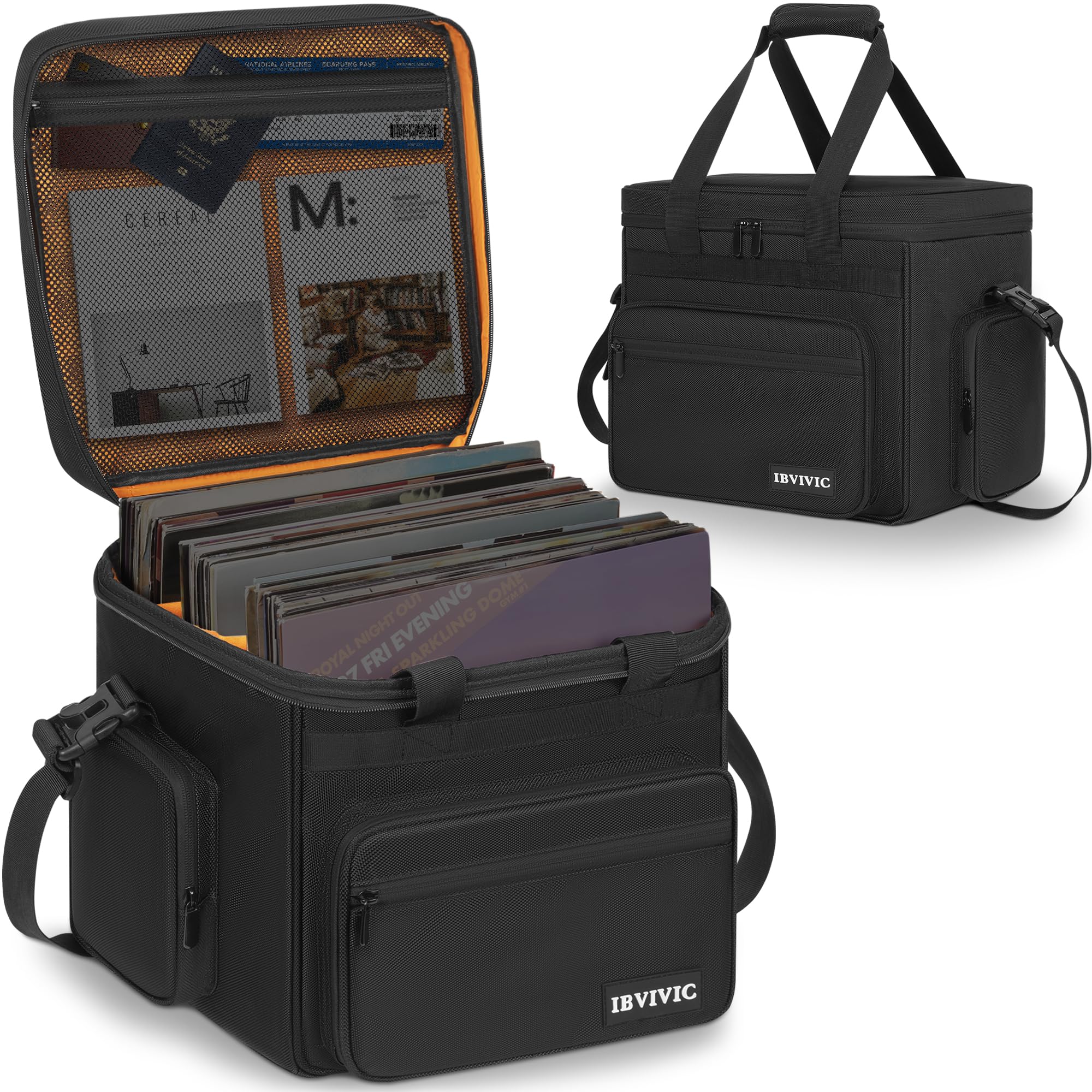 OUUTMEE Bolsa de transporte para discos de vinilo, estuche de almacenamiento para discos de vinilo para álbumes LP de 7/10/12 pulgadas, estuche LP con separadores extraíbles para viajes y organización