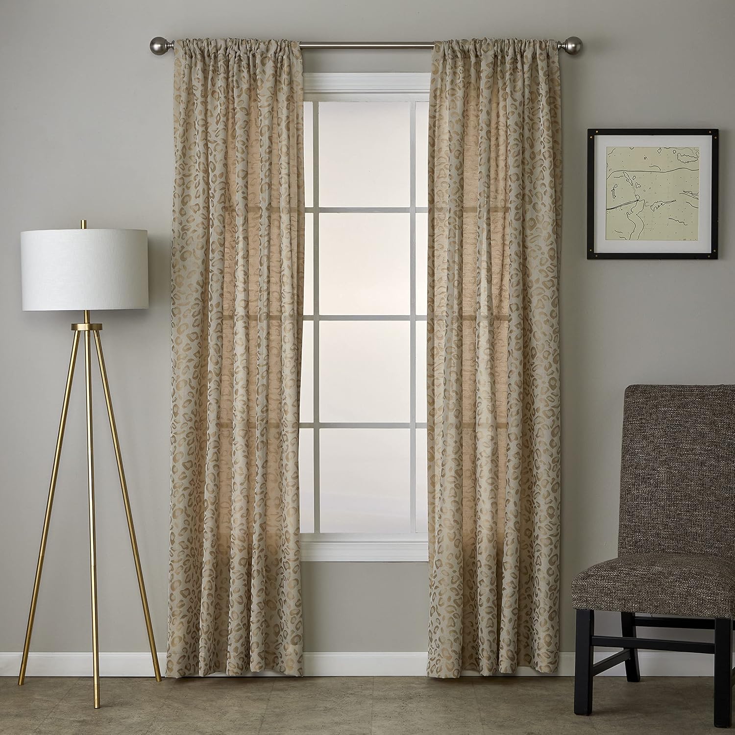 SKL Home by Saturday Knight Ltd. Home by Saturday Knight Ltd. Cheetah Spot Window Curtain Panel, 56x84, Toast