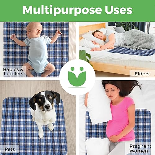 Miniatura 7 de Almohadillas de cama lavables, impermeables, para incontinencia, para mujeres y hombres, protector de colchón reutilizable e impermeable,