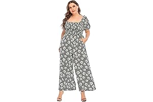 Floral Jumpsuits for Women, Soft Plus Size Petite Jumpsuit Casual Loose Romper