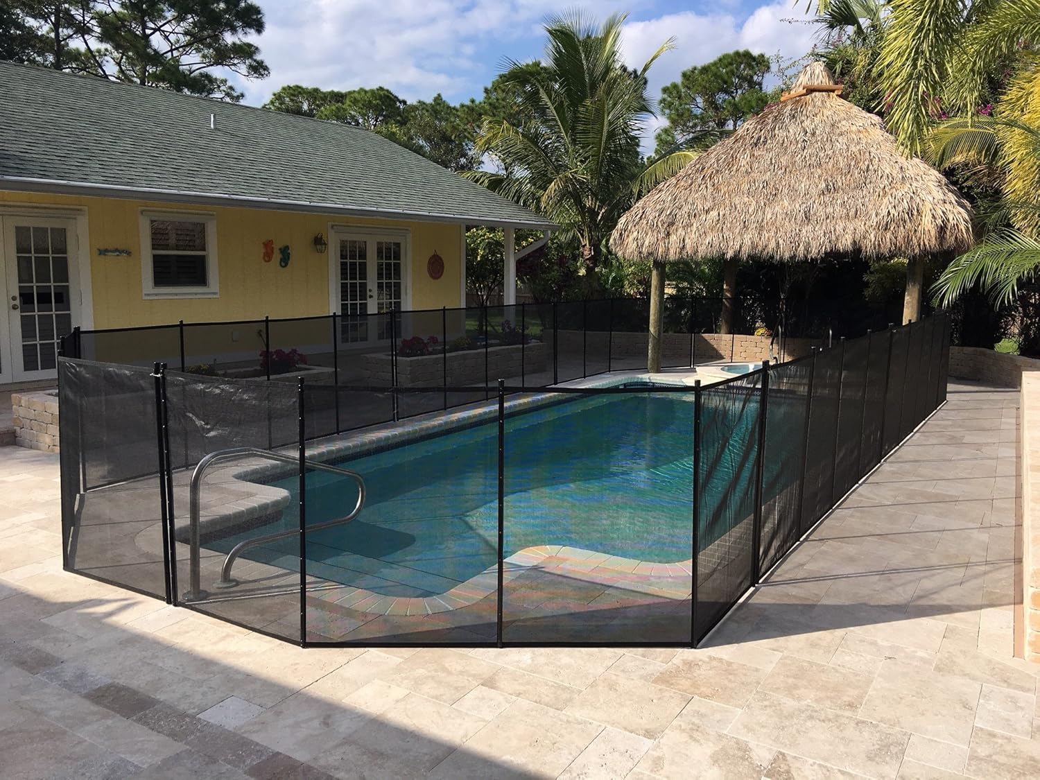 WaterWarden Pool Safety Fence 4' x 12', UL Certified to ASTM F2286 Safety Standards, Removable, Easy DIY Installation, Black Protective Mesh Netting with Black Frames