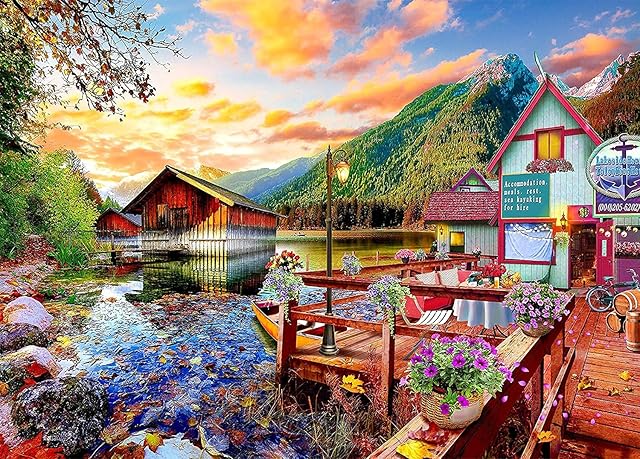 HUADADA Jigsaw Puzzles for Adults 1000 Puzzles for Adults 1000 Pieces Puzzle 1000 Pieces Jigsaw Puzzles canoe lake