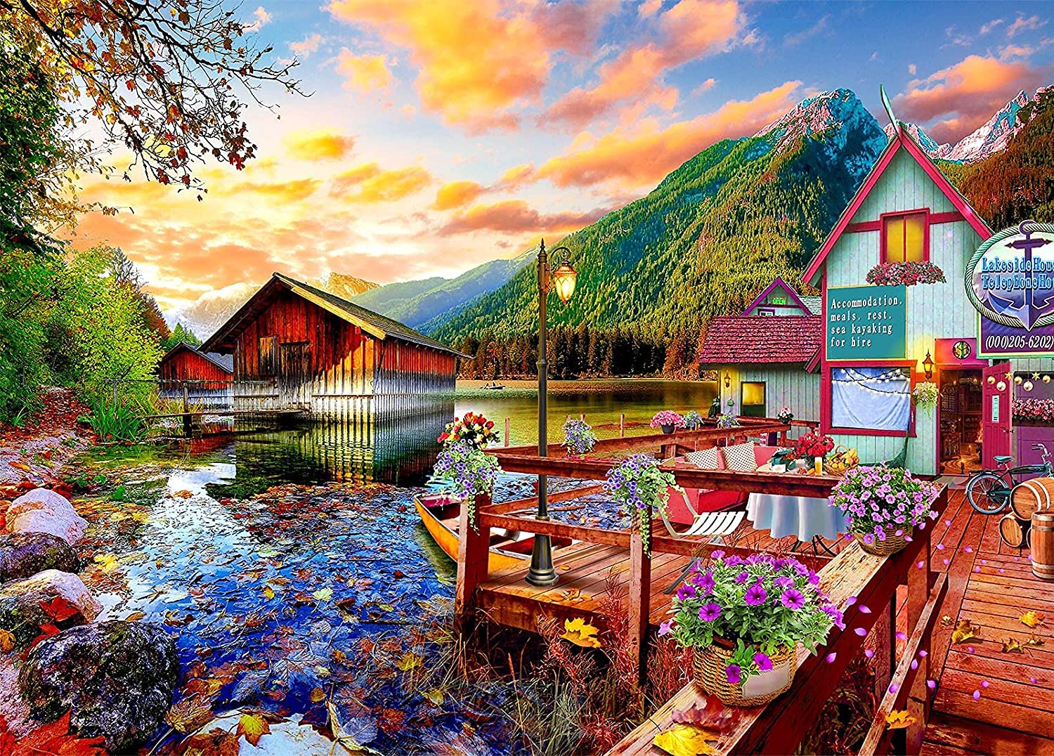 HUADADA Jigsaw Puzzles for Adults 1000 Puzzles for Adult 1000 Pieces Puzzle 1000 Pieces Jigsaw Puzzle（canoe lake）