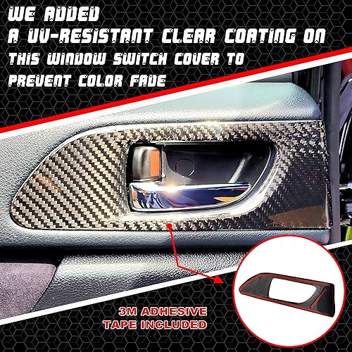 Miniatura 6 de Cubierta superpuesta para abridor de puerta interior trasera para Subaru WRXWRX STI 2015-2021 I Dry Carbon Fiber I Ligero Fuerte con revestimiento
