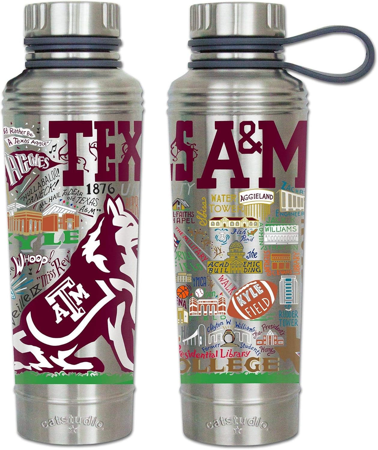 Catstudio Texas A&M Stainless Steel Water Bottle | BPA Free Triple Wall Insulation with Non Slip Bottom | Great for Running, Hiking, Sports, & Travel