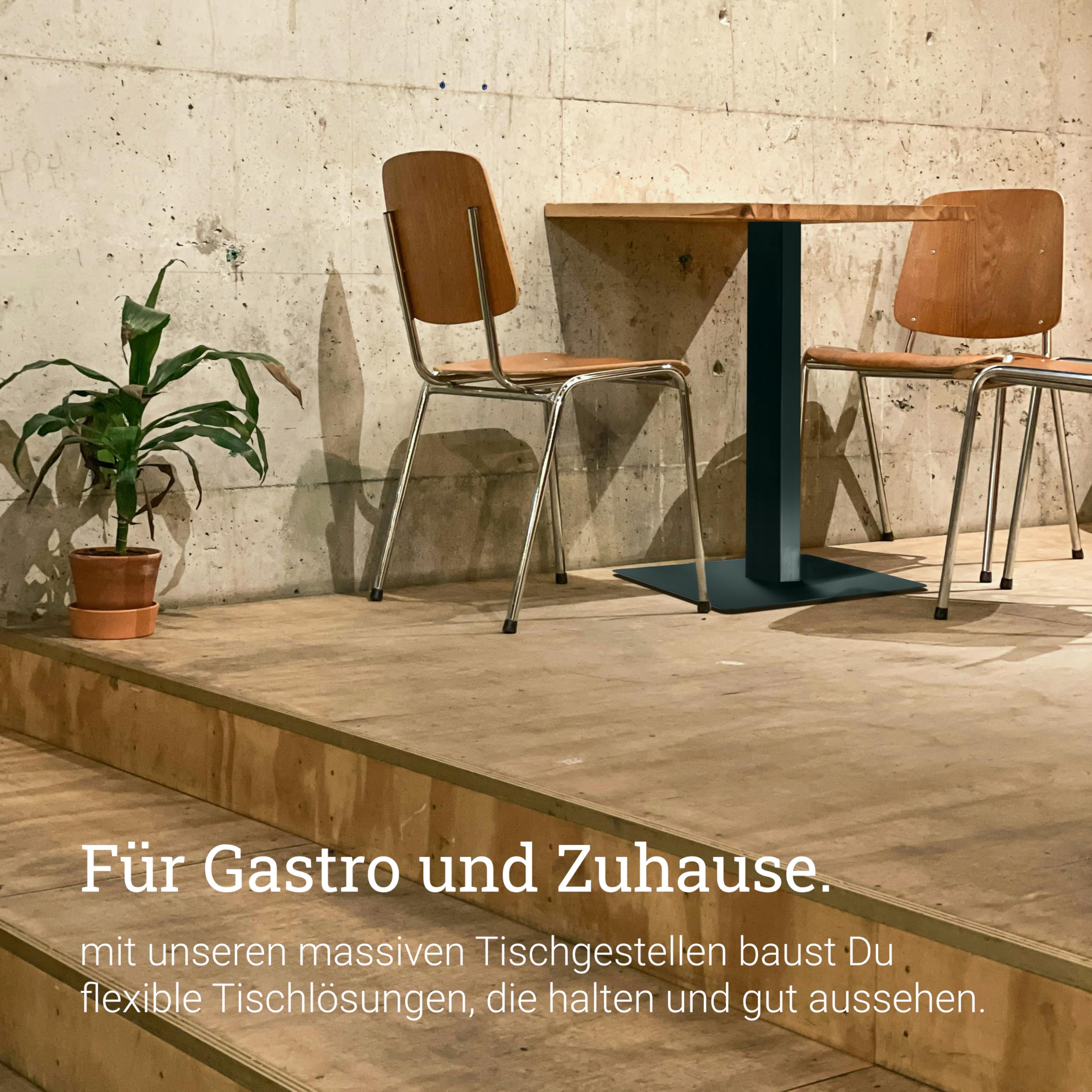 Natural Goods Berlin 1x Bistrotischgestell Single ECKIG - 17kg Bistro Tisch Tischgestell Metall Schwarz Gastro - DIY Tisch Untergestell 720 mm - Für Tischplatten bis 75x75cm oder 80cm Durchmesser