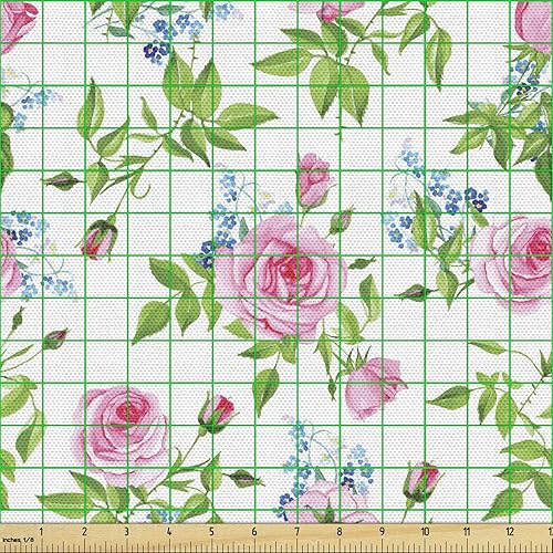 Vista 407 de Lunarable The Yard, tela azul real de The Yard, patrón de cerámica inspirado en el Medio Oriente estilo marroquí, estampado oriental, tela de satén