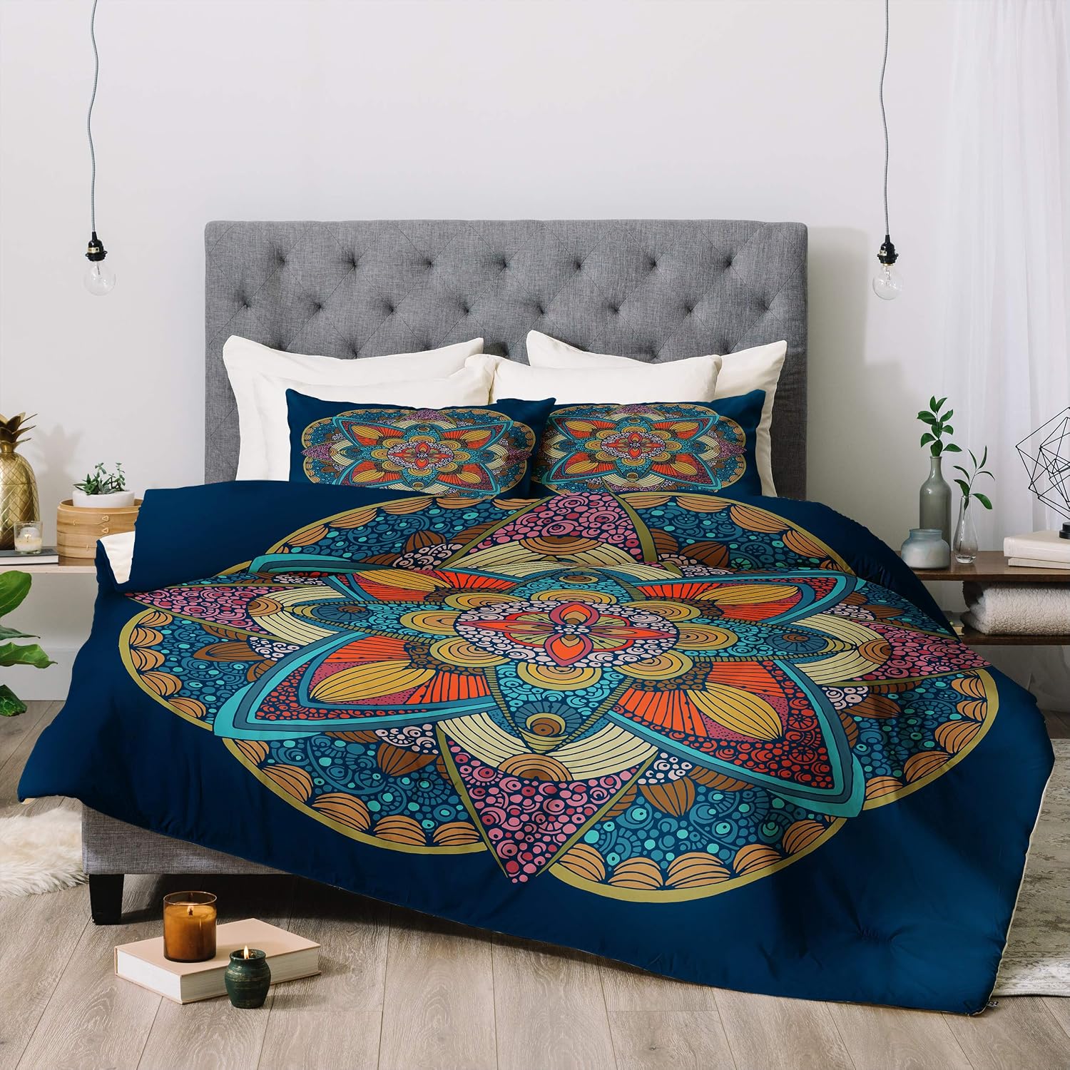 Deny Designs Valentina Ramos Peony Comforter Set with Pillow Shams, Full/Queen, Blue