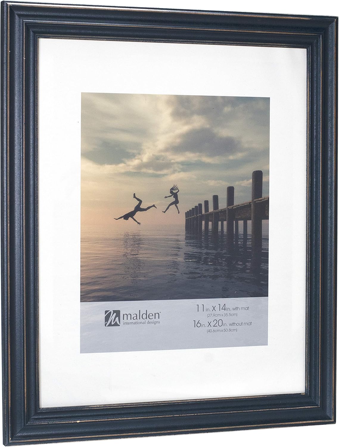 Malden International Designs 11x14 16x20 Rustic Blue Matted Picture Frame (2428-14)