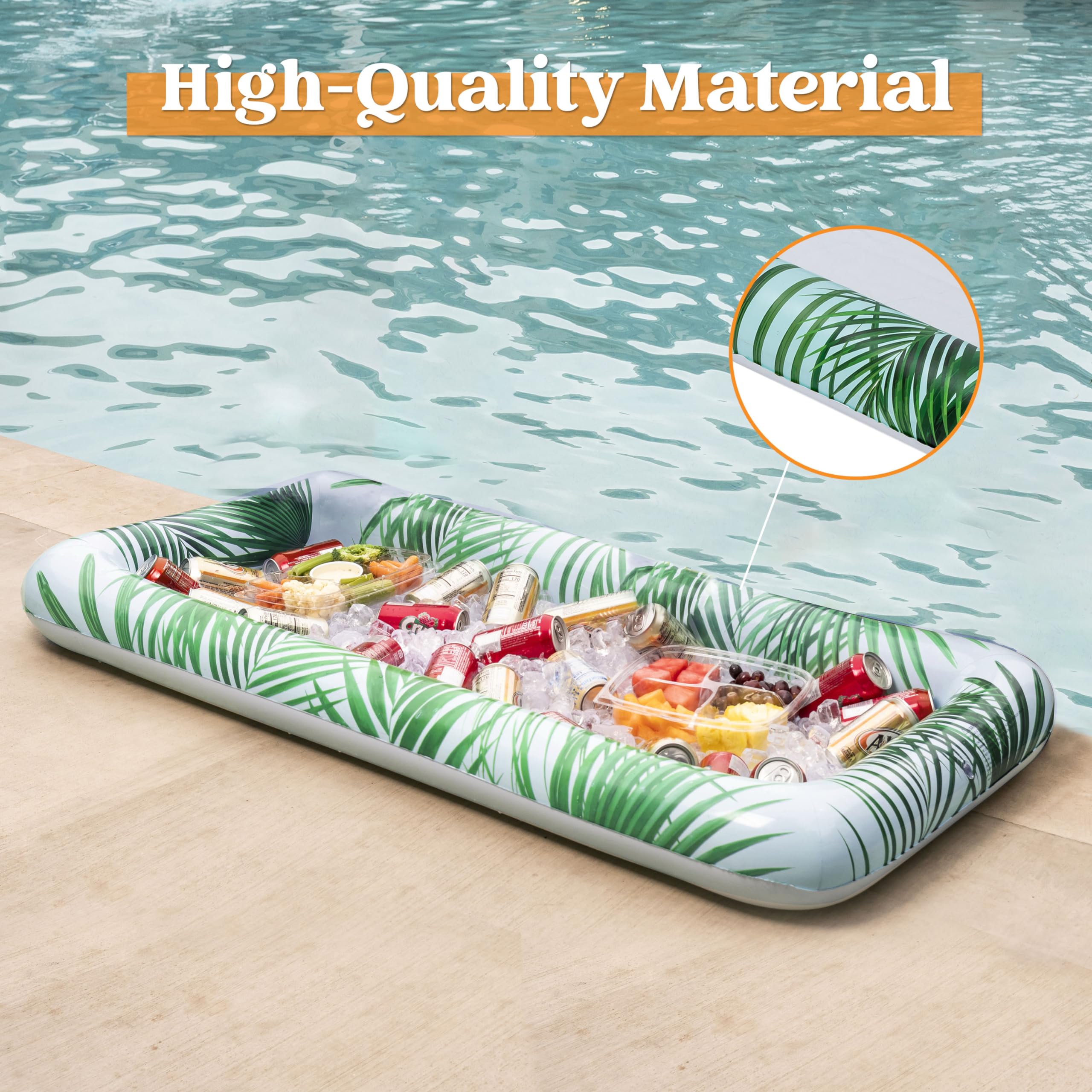 SLOOSH Barres de Service gonflables avec Bouchon de vidange (2 Ensembles), glacière Gonflable pour Buffet de Glace, Plateaux de Service à Salade pour intérieur et extérieur,