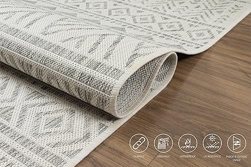 Vista 22 de Adiva Rugs - Alfombra para interior y exterior, tapete fácil de limpiar, resistente a la intemperie y las manchas, para comedor, patio, terraza