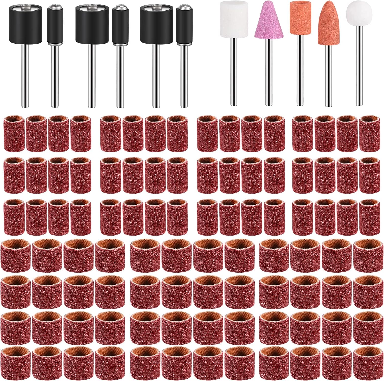 96 Pcs Dog Nail Grinder Replacement Kit Sanding Drum Set with Grit Sanding Bands Pet Smoother Claw Care Pet Nail Grinder Dog Claw Trimmer Grooming Tool Supplies (100 Grit)