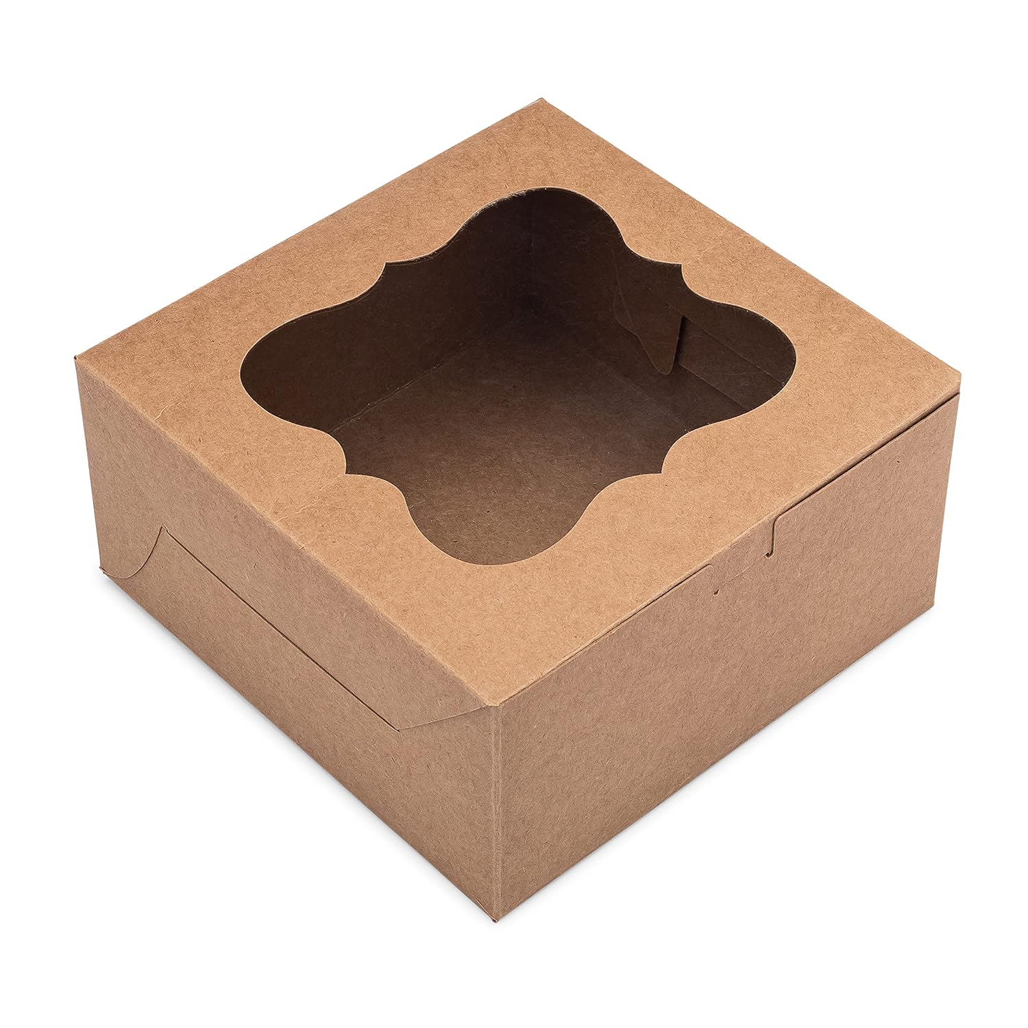 (Pack of 25) 6x6x3 Brown Treat Boxes with window Cookie