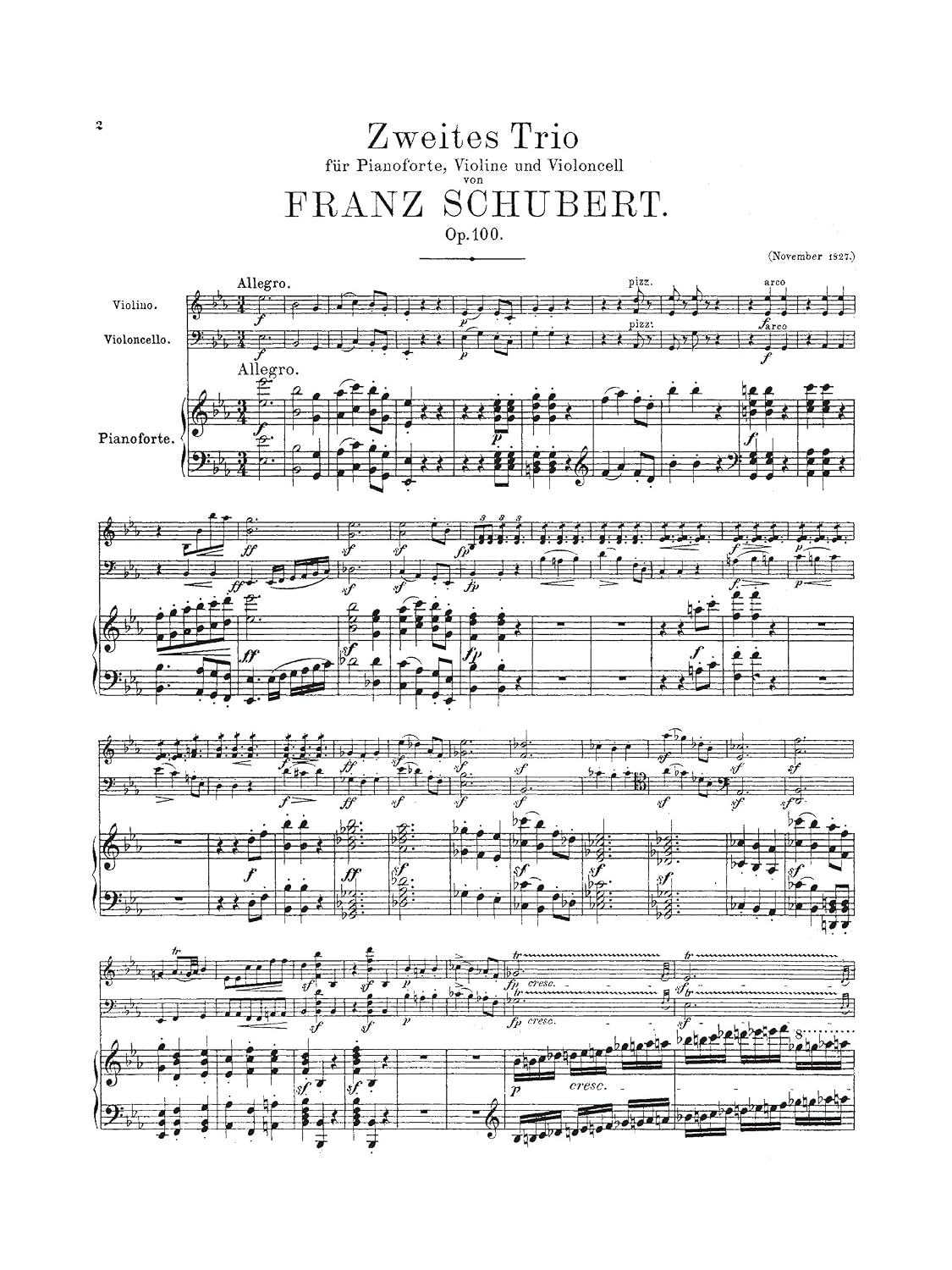 Trio No. 2 in E-flat Major, Op. 100: Piano, Violin, & Cello (Kalmus Edition)