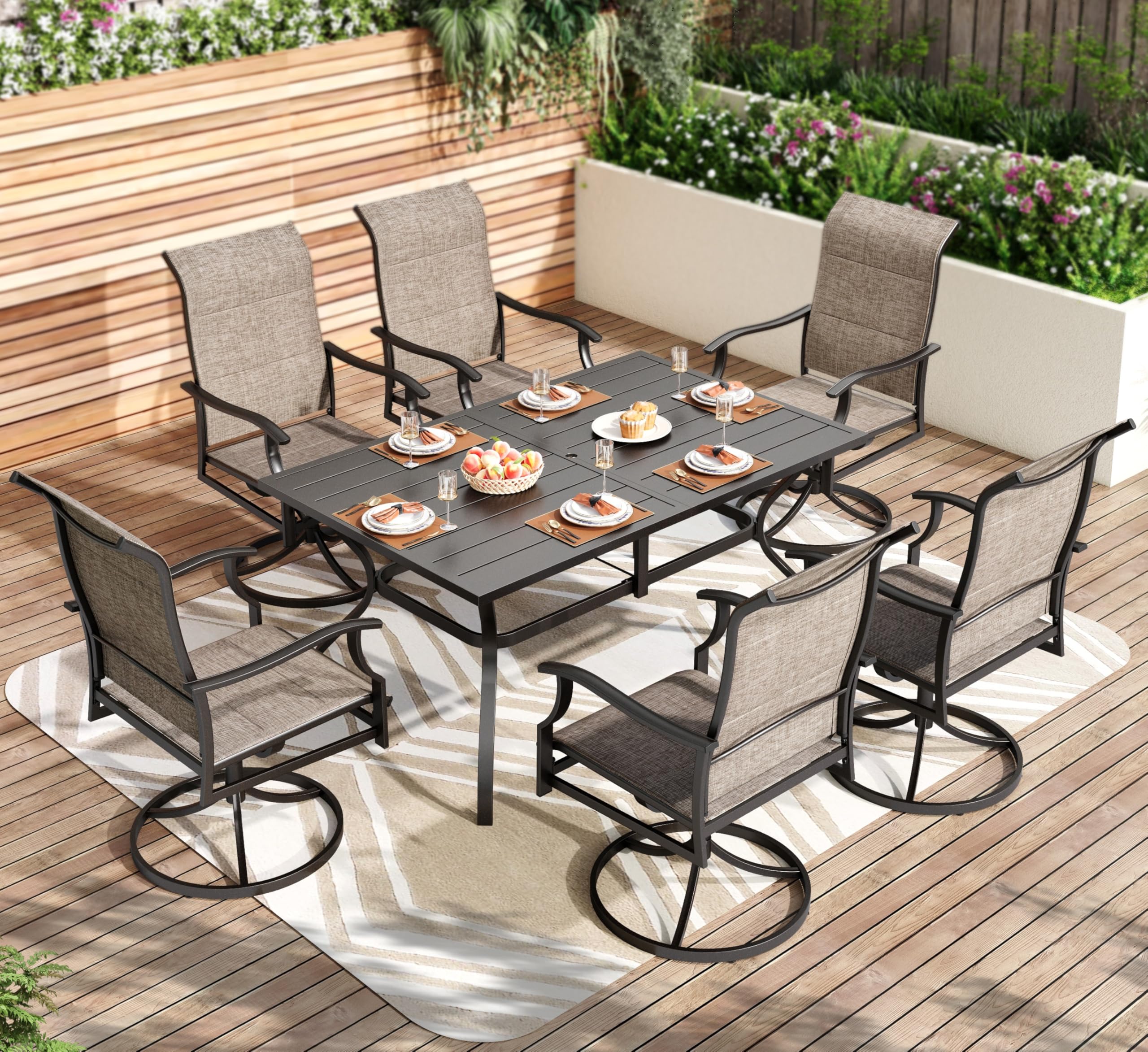 Amazon.com: PHI VILLA 7 PCS Patio Dining Set, Outdoor Table