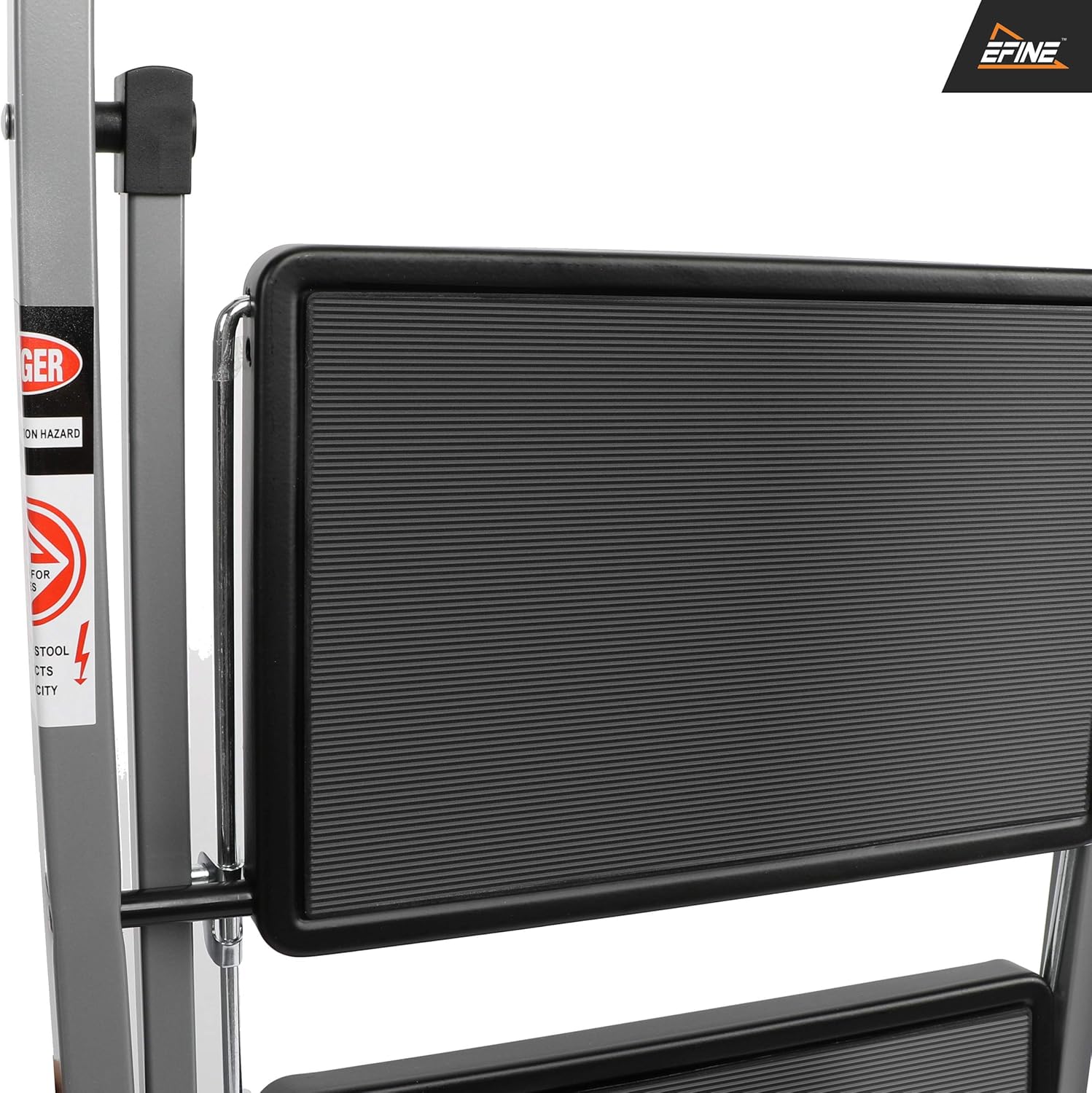EFINE 3 Step Ladder, Slim Folding Step Stool, High Grade Steel with Smooth Powder Coating, Sturdy and Lightwight, Holding up to 330lbs. (White) (Gray) - - 