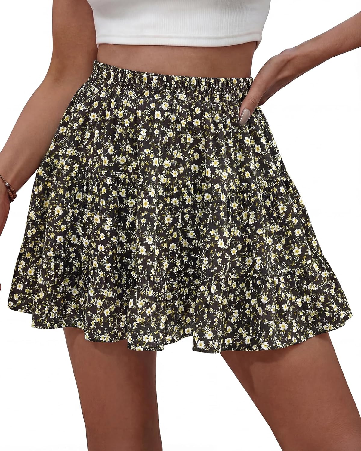 BTFBM Summer Skirts for Women 2026 Floral High Waist Shorts Underneath Boho Tiered Flowy Tennis Skorts Casual Mini Skirt - Image 8