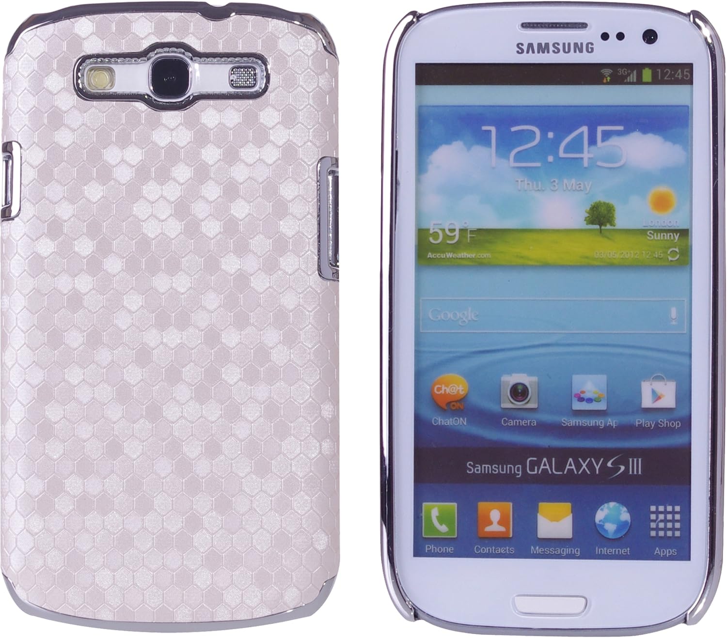 Samsung Galaxy S3 Case Bundle Including 2 Honeycomb TPU Cases / 1 Bling Stylus / 1 Long Stylus / 1 ECO-Fused Microfiber Cleaning Cloth (White/Purple)