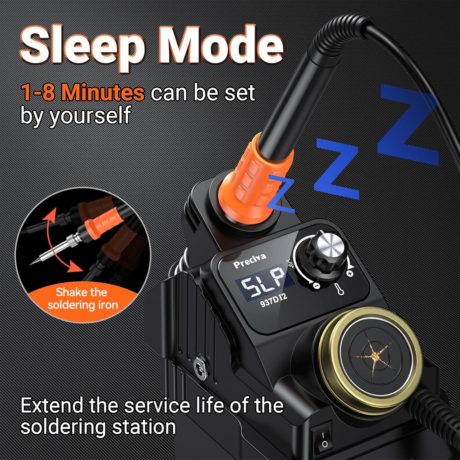 Preciva Cordless Soldering Station for Dewalt 20V Max Battery, 5 Soldering Iron Tips, 1-8 minutes Auto Sleep, Heat Control up to 896°F, ºC/ºF Conversion, Removable Dross Pool (Battery Not Included)