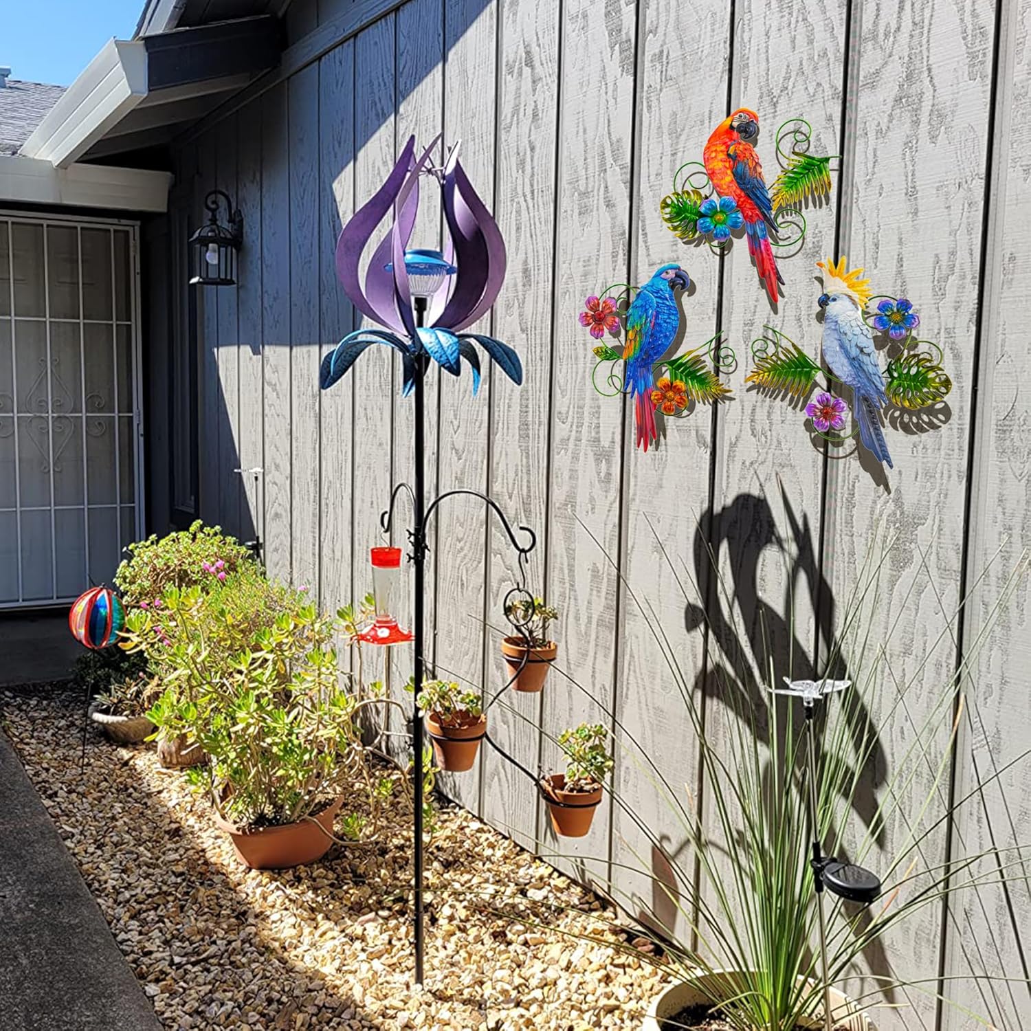 Metal Parrots Wall Decor Outdoor Decorations,Metal Wind Spinner Outdoor Terrace for Yard.Patio Decorations Outdoor Metal Decoration