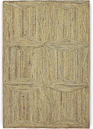 ARTS OF JAIPUR Collection - Alfombra de pasillo de 3 x 10 pies, hecha a mano india, de yute natural, alfombra trenzada con festoneada amarilla,