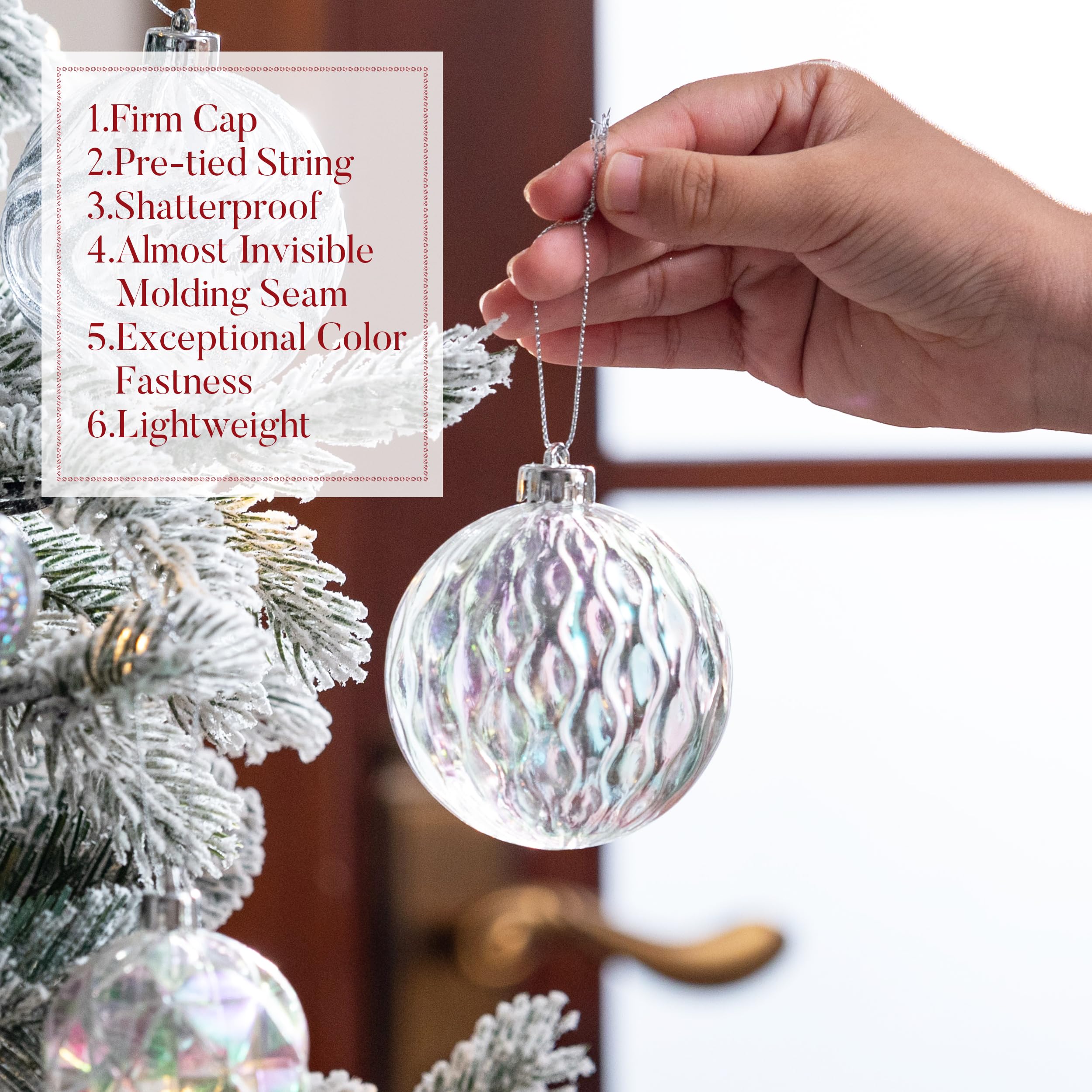 Valery Madelyn Lot de 50 décorations de Noël incassables pour Sapin de Noël, décorations de Noël Transparentes et Transparentes à Suspendre pour l'été, la Plage, la côte, l'océan Nautique, la mer