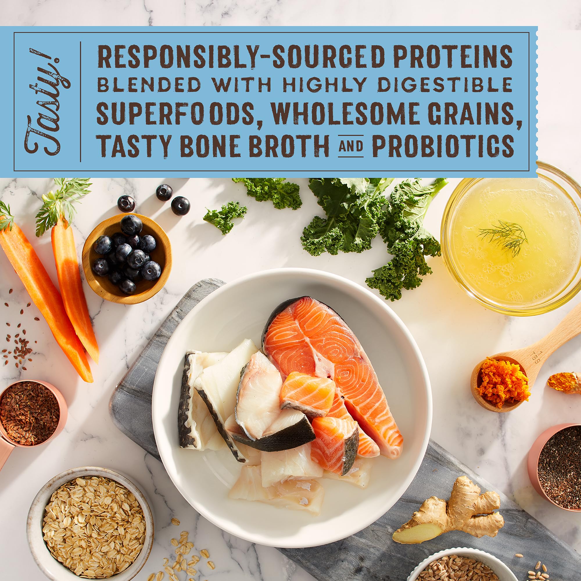 Stella & Chewy's SuperBlends Raw Coated Wholesome Grains Wildgefangene Weißfisch & Lachs Rezept mit Superfoods, 9,5 kg Beutel