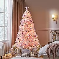 Vista 93 de Yaheetech Árbol de Navidad artificial preiluminado de 4.5 pies con luces blancas cálidas incandescentes, árbol de Navidad preiluminado completo