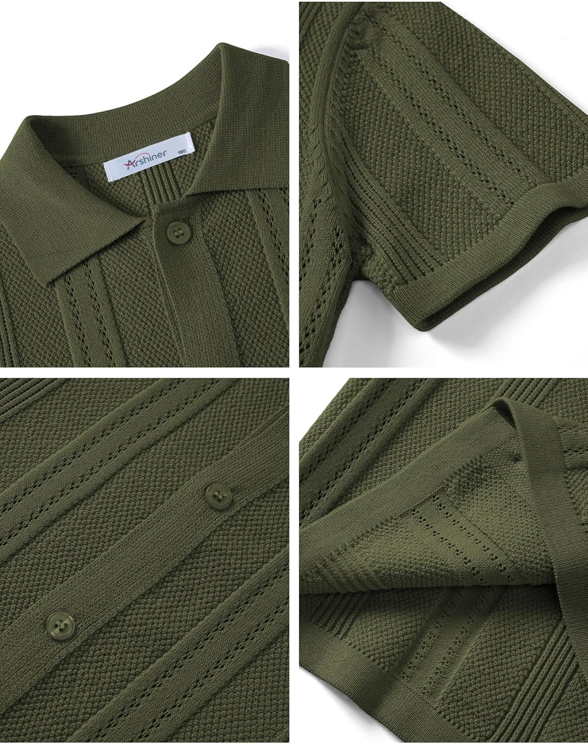 Arshiner Boys Button Down Shirt Short Sleeve Knit Fashion Casual Beach Shirts for Kids Size 4-11 Years - Image 6