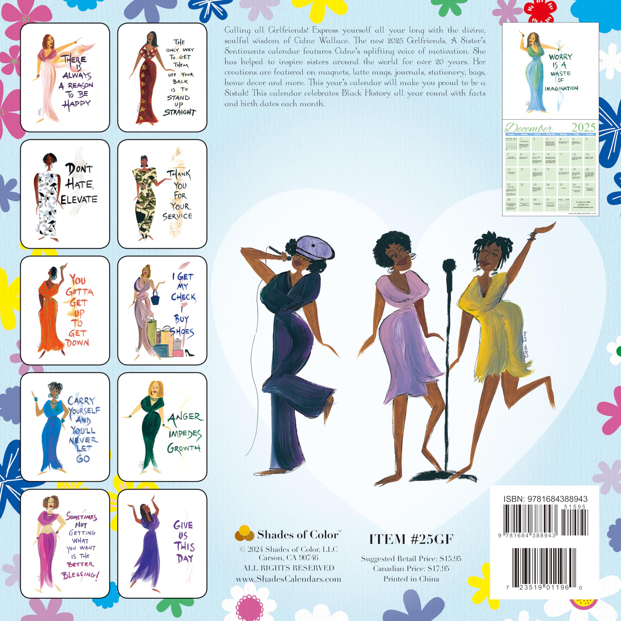 2025 African American Wall Calendar, Shades of Color: Girlfriends, A Sister’s Sentiments - Image 2