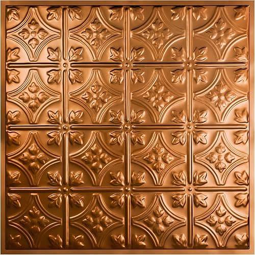 Hamilton Azulejos de Techo de Cobre Empotrados - Paquete de Cinco Paneles de 2 pies x 2 pies - Elige entre 11 Estilos - Perfectos para Proyectos de