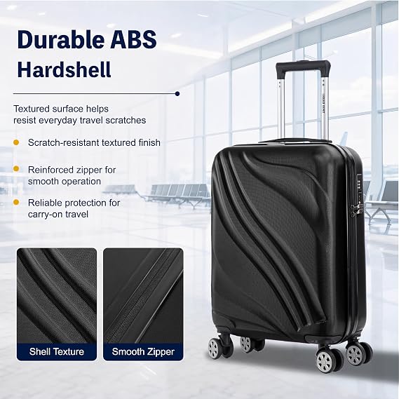Cabin Suitcase, 55x38x20cm Ryanair Cabin Approved Black