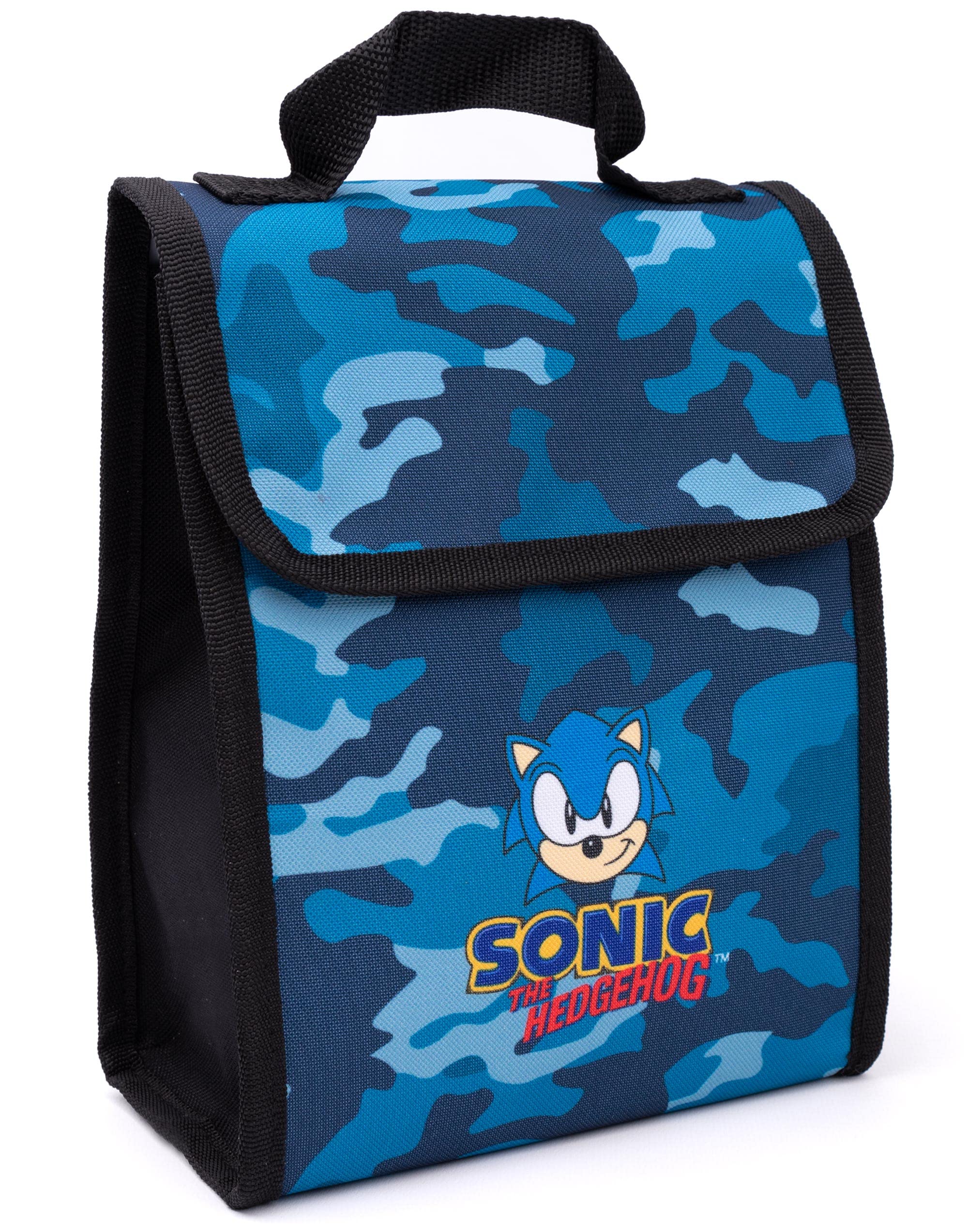 Sonic The Hedgehog Mochila para niños, diseño de camuflaje azul marino, estuche para lápices, botella de agua, mercancía de juego