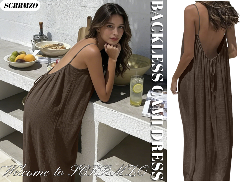 SCRRMZO House Dress Backless Cami Dresses for Women Cami Lounge Dress  Backless Sleeveless House Long Sundress with Back Tie Army Green at Amazon  Women's Clothing store