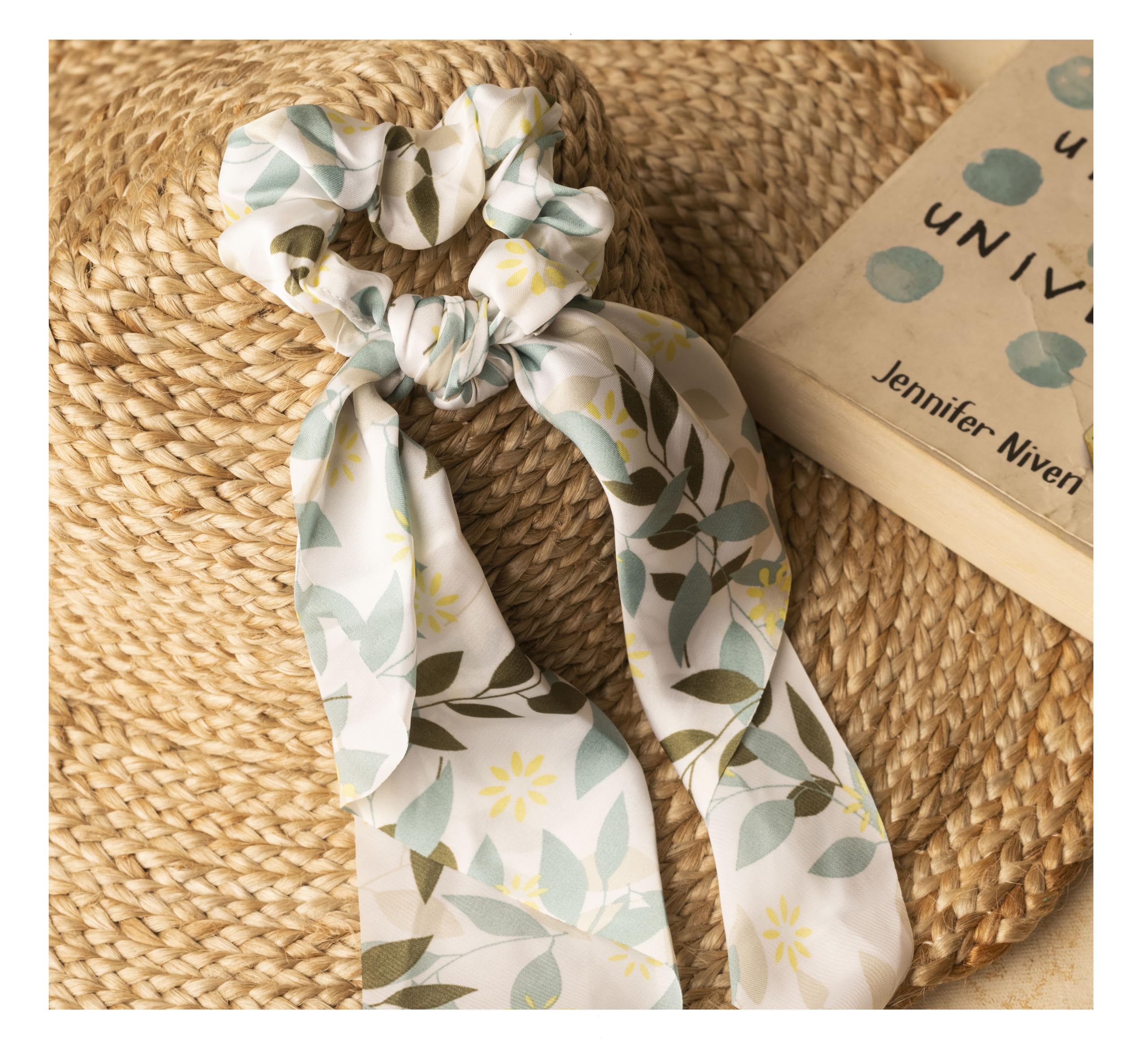 Jewelz Pure Off-White Floral Print Scarf Scrunchie Rubber Band for Girls and Women| Fashionable Western Hair Accessory, Satin Hair Scrunchie, Thick Rubber Band, Stretchable Anti-hair Breakage (B0BPLPWQCG) Amazon Price History, Amazon Price Tracker