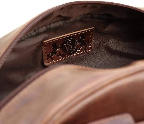 Miniatura 5 de SID & VAIN Bolsa de lavado ALEX Large Overnight Wash Gym Shaving Bag Para Hombre Cuero real Neceser Bolsa de cuero Bolso de cuero Hombre marrón,
