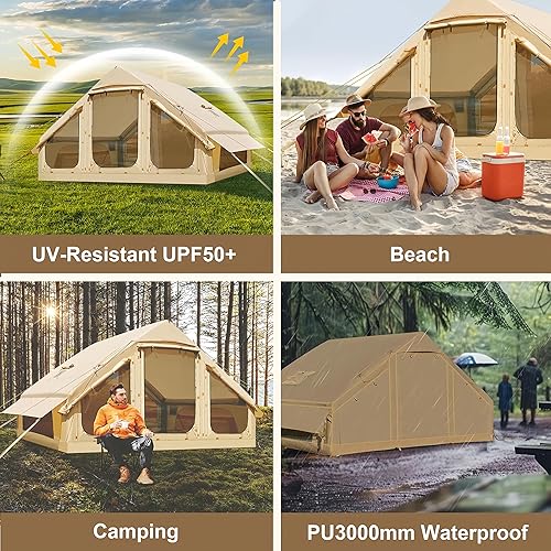 Miniatura 3 de Tienda de campaña inflable para 4/6/8/10/12 personas, fácil instalación, 60 segundos, inflable, tiendas de campaña de aire con bomba de mano, tienda